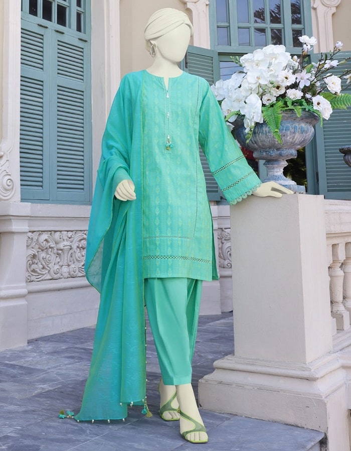 J. Summer Unstitched Sea Green Lawn